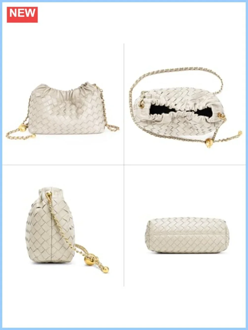Woven Leather Dumpling Crossbody Bag Ruched Hobo Clutch Purse